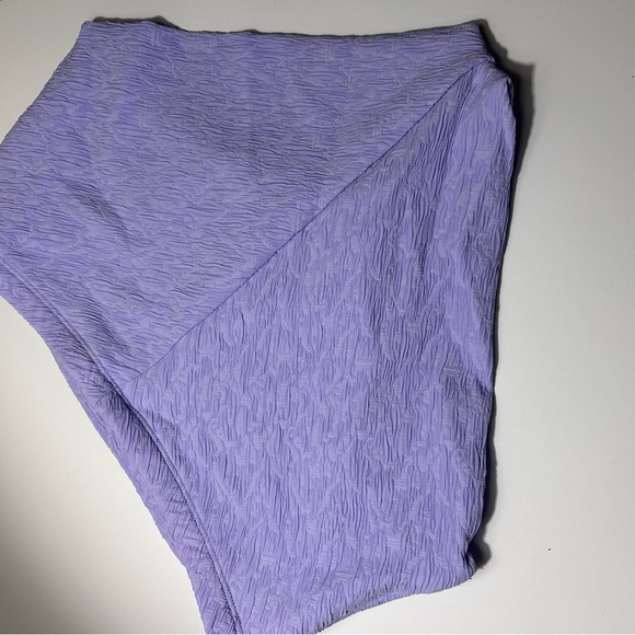 New Free People Beach Embossed high waist bikini bottom lavender size large - Picture 2 of 4